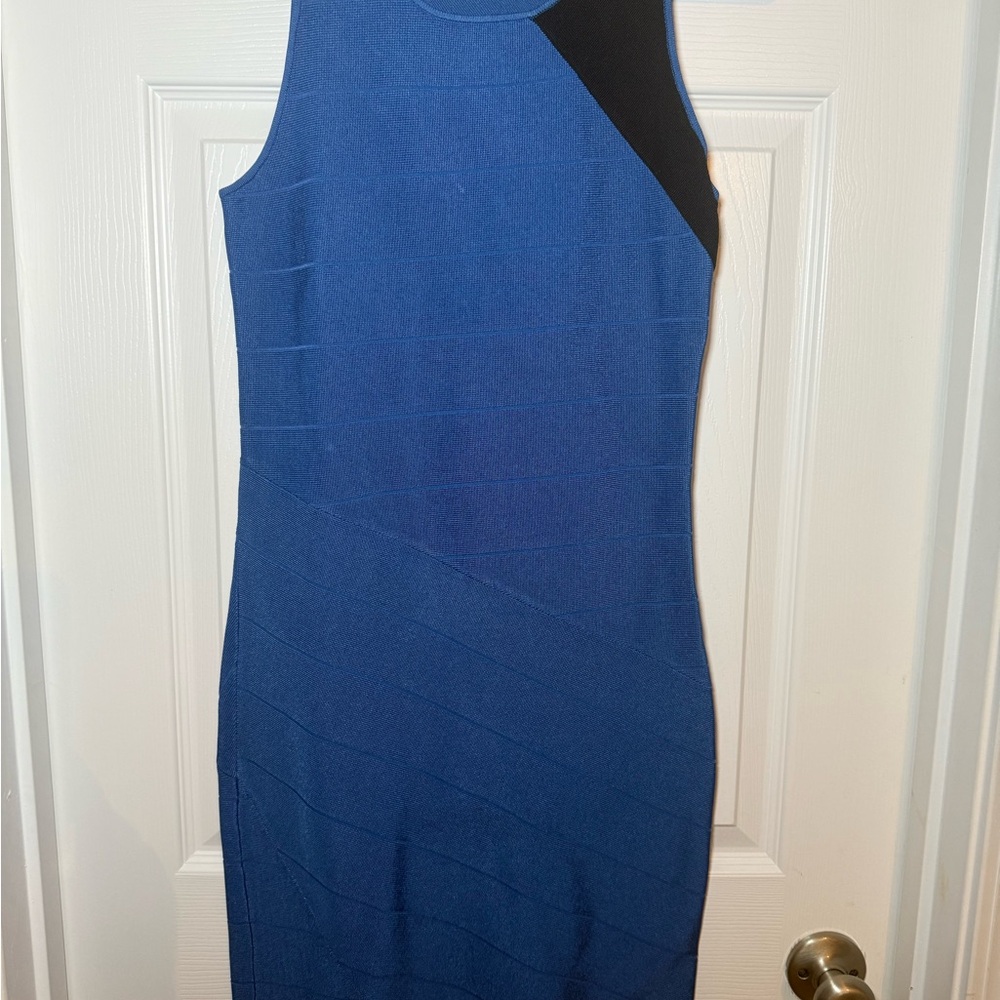 Armani Exchange Blue and Black Mini Dress